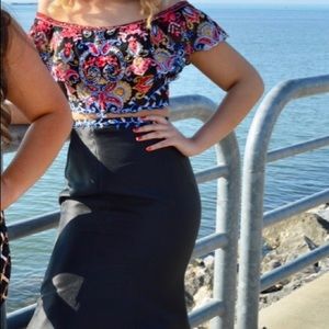 Two piece, embroidered, mermaid style prom dress